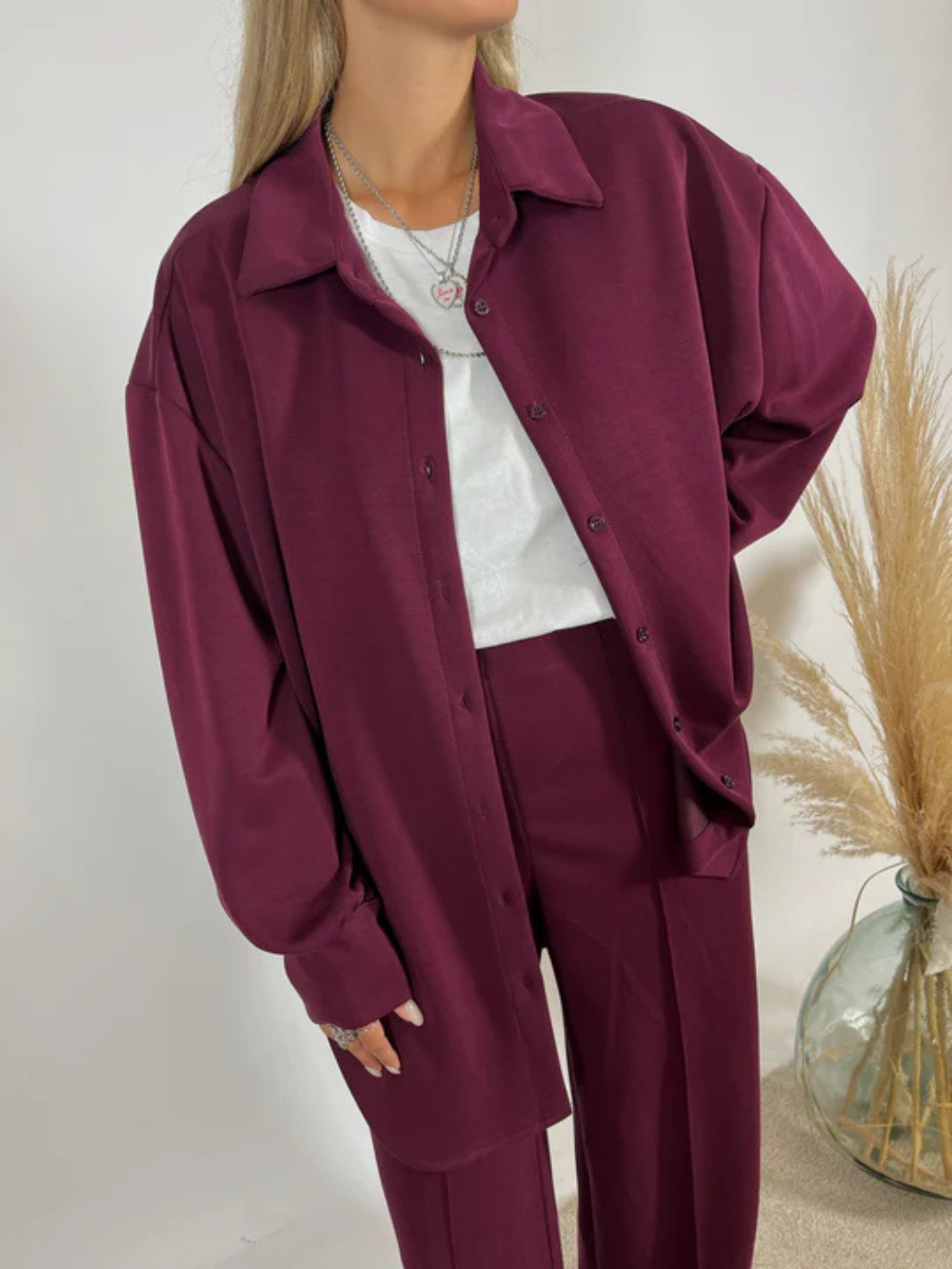 Maxi camisa oversize de manga larga con aberturas en puños