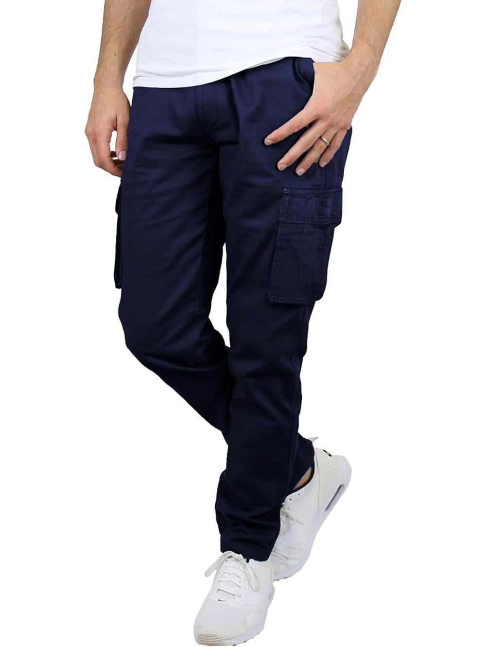 Pantalón cargo elástico de hombre con bolsillos laterales