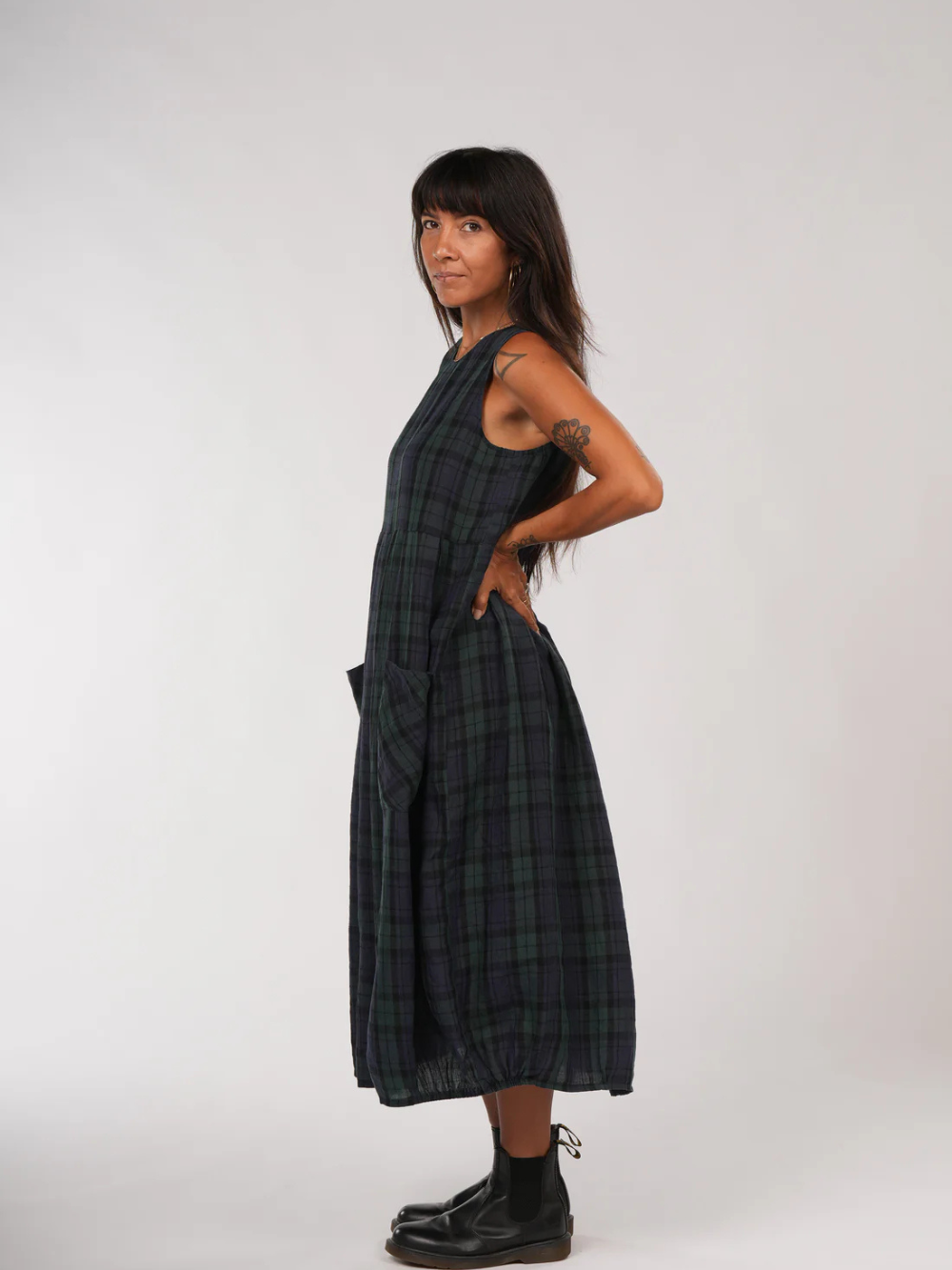 Vestido de lino francés con bolsillos