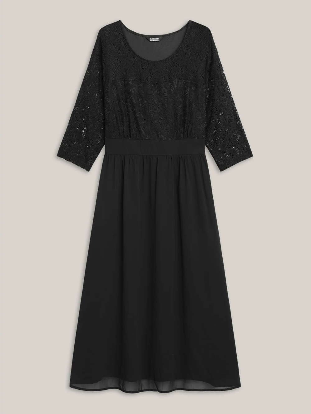 Vestido midi con encaje en la parte superior y falda fluida