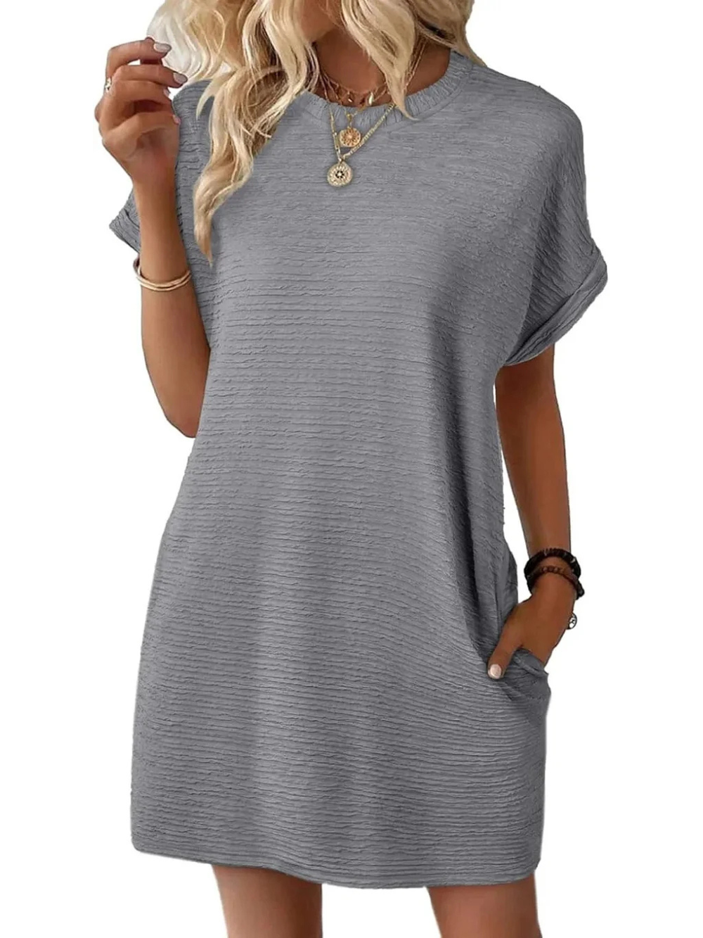 Vestido Manga Corta con Bolsillos