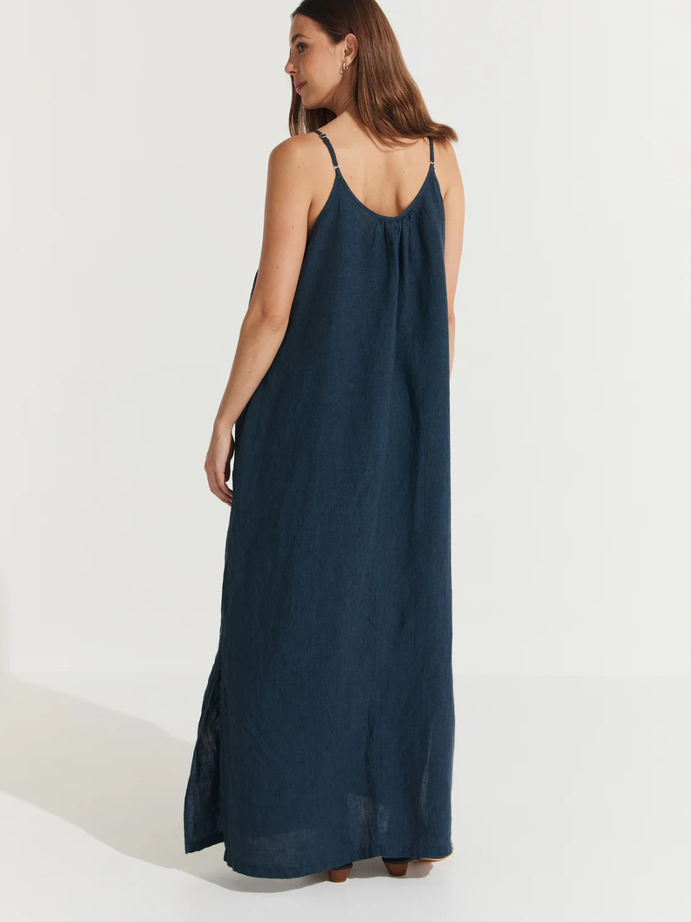 Vestido largo de lino Virginie con aberturas laterales