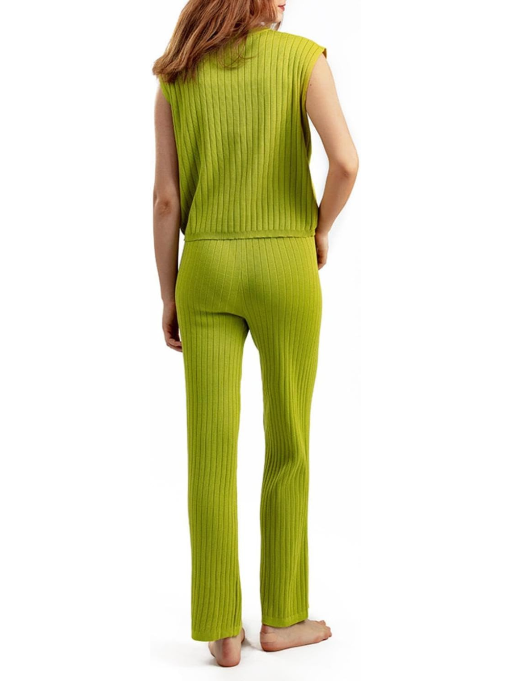 Conjunto de camiseta sin mangas y pantalón de punto