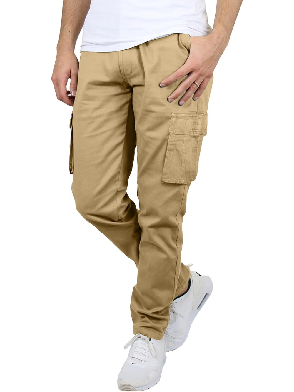 Pantalón cargo elástico de hombre con bolsillos laterales