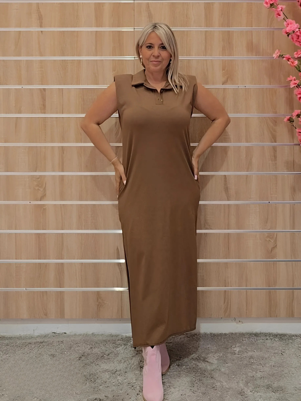 Vestido Polo Largo con Hombreras