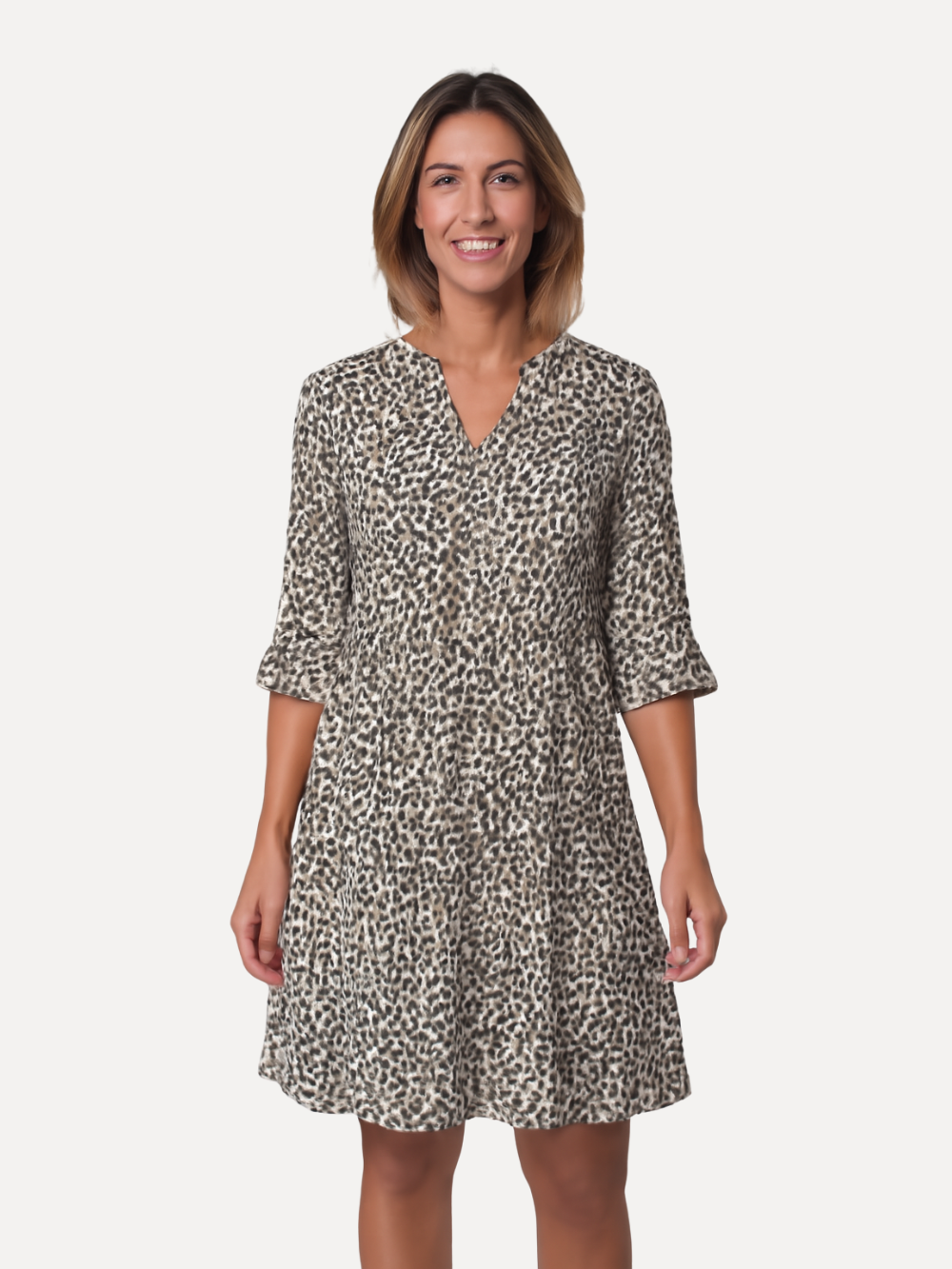 Vestido estampado de leopardo con escote en V