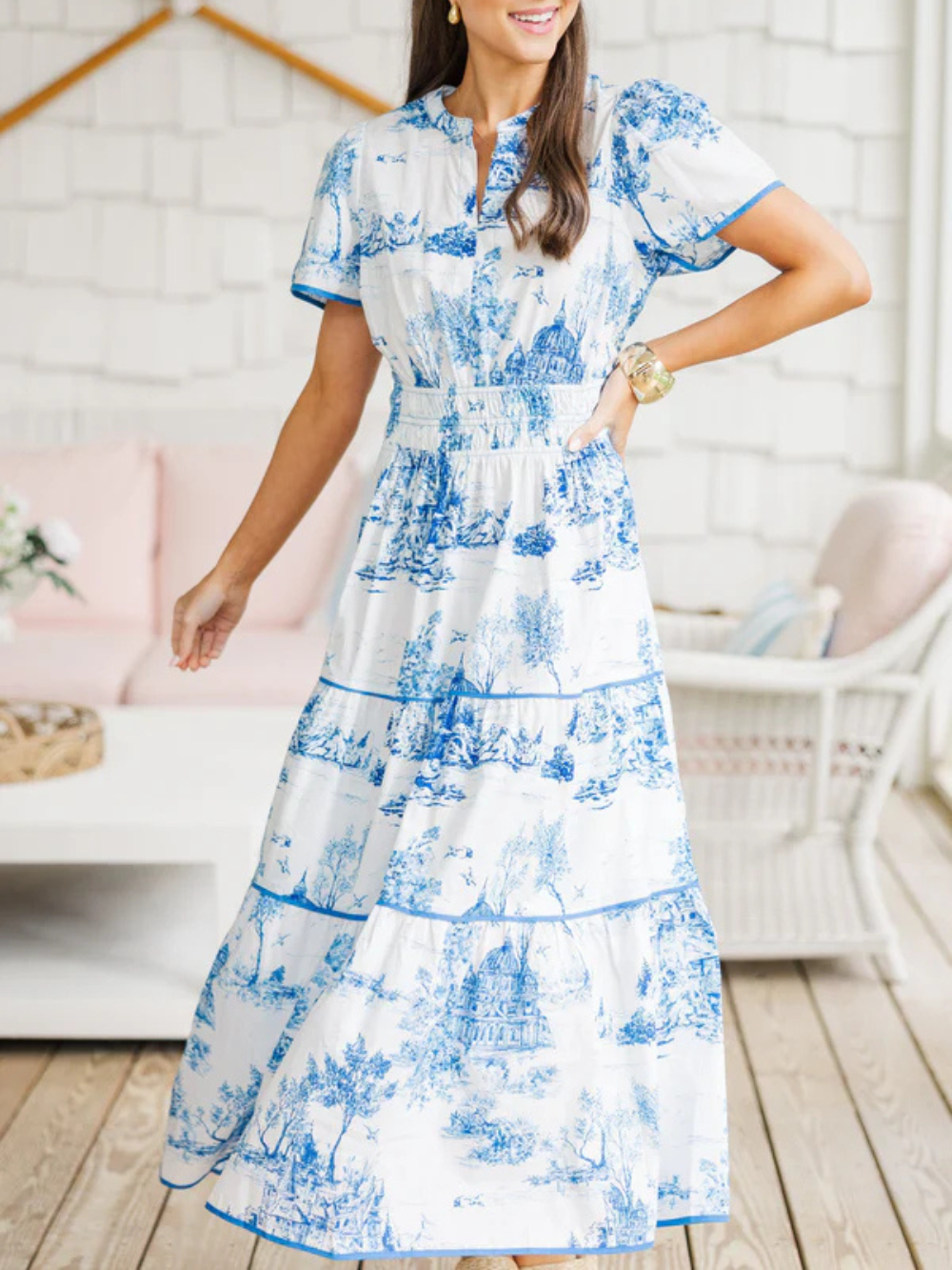 Vestido Clásico Maxi Estampado Vintage