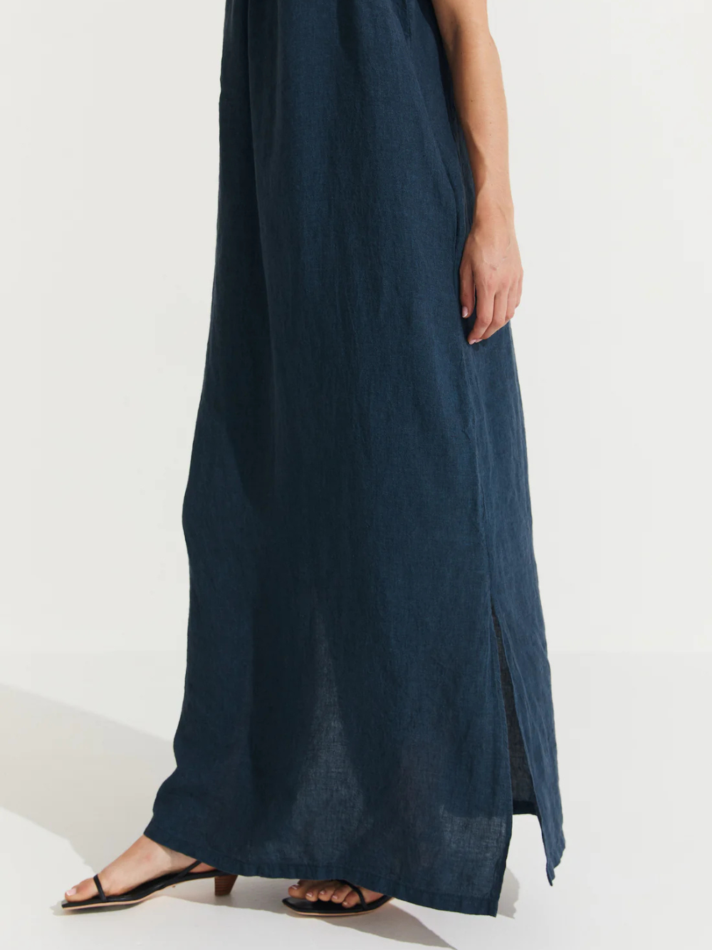 Vestido largo de lino Virginie con aberturas laterales