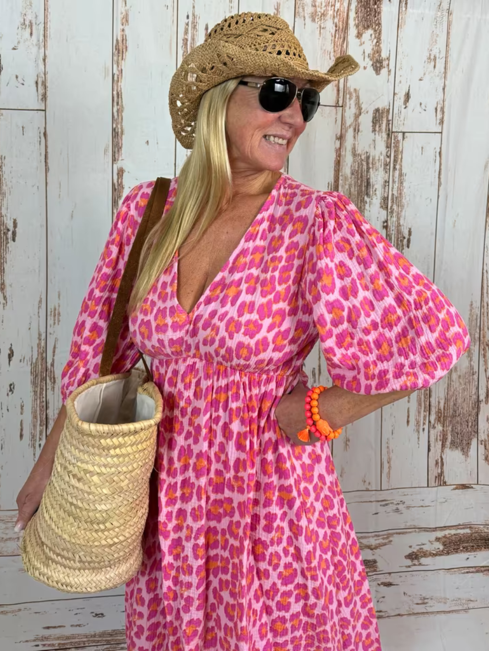 Vestido Estampado con cuello en V