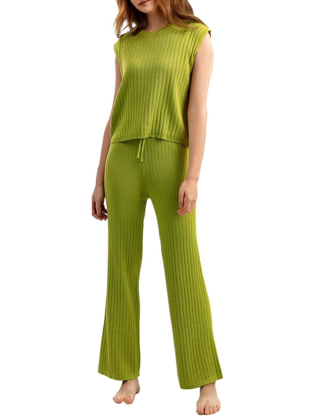 Conjunto de camiseta sin mangas y pantalón de punto