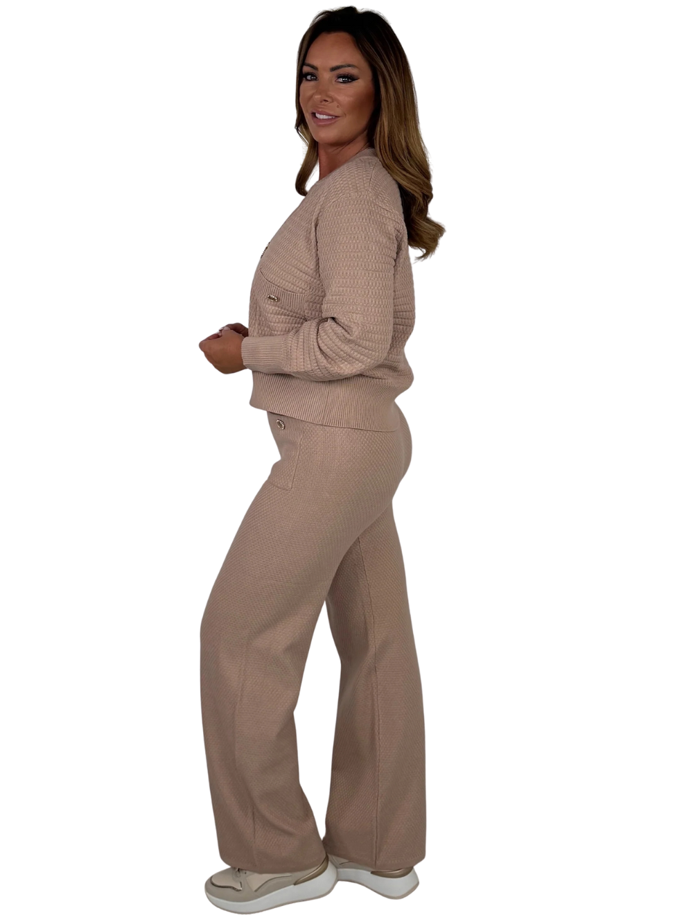 Conjunto de sudadera con cremallera y pantalón de punto