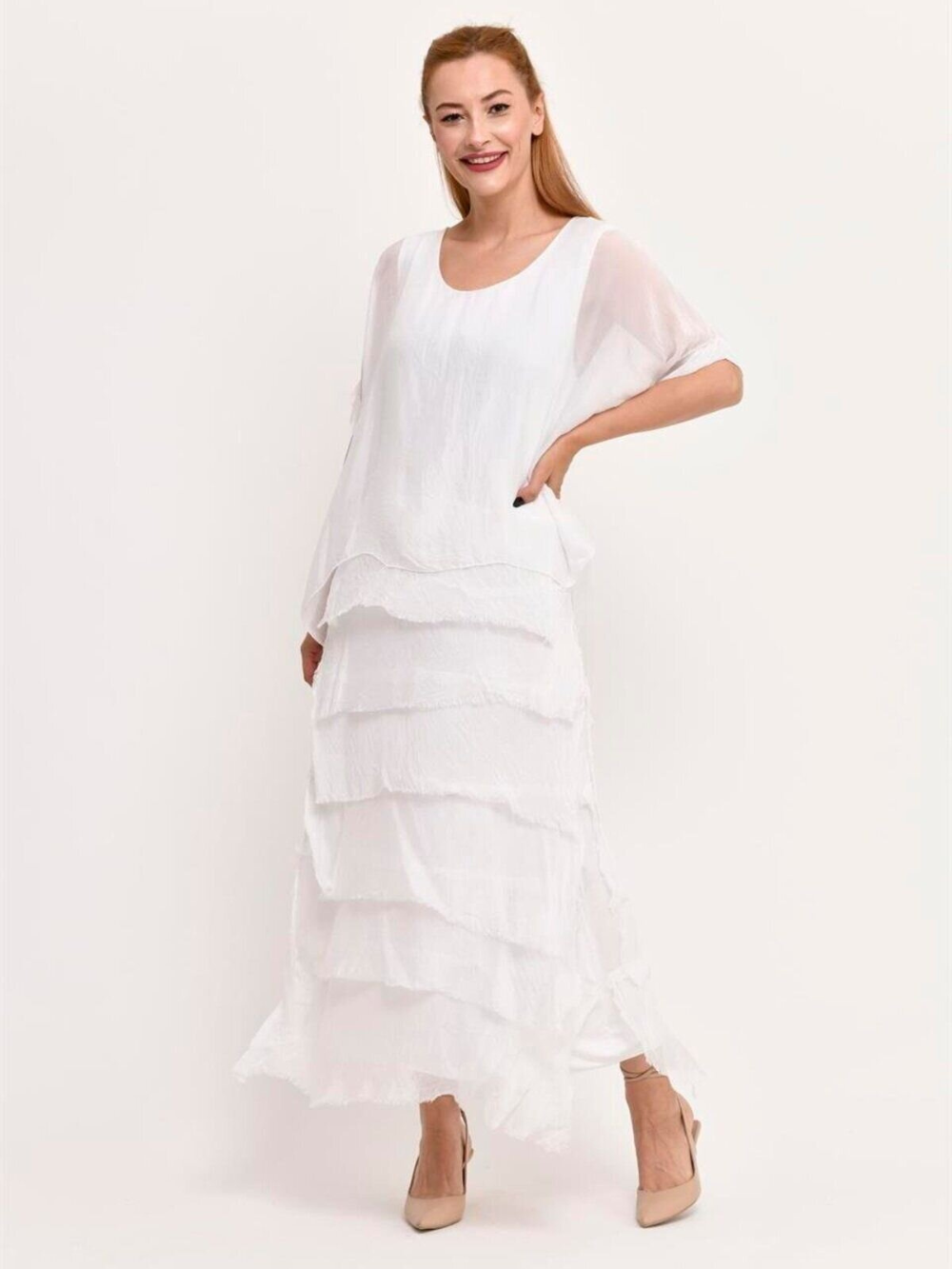 Vestido Largo con Volantes