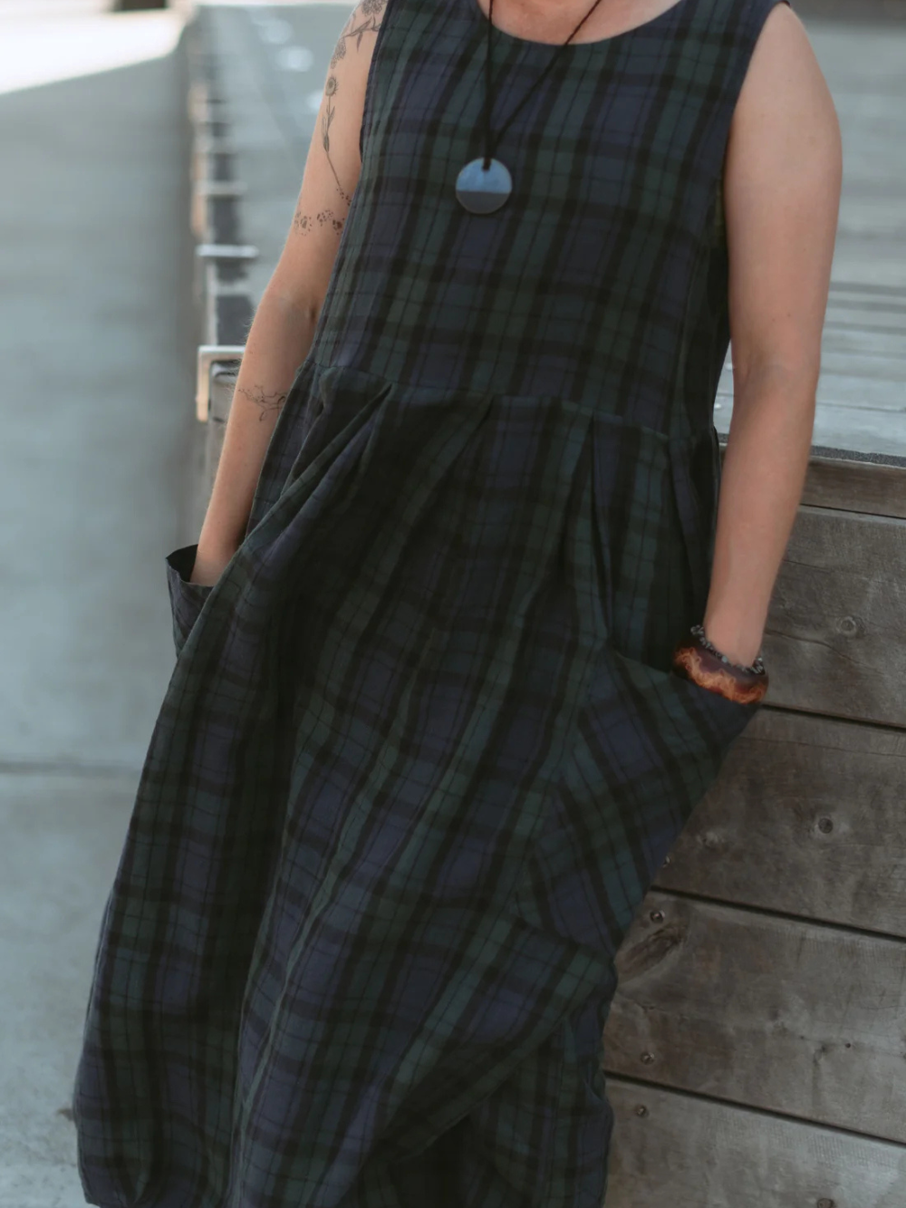 Vestido de lino francés con bolsillos