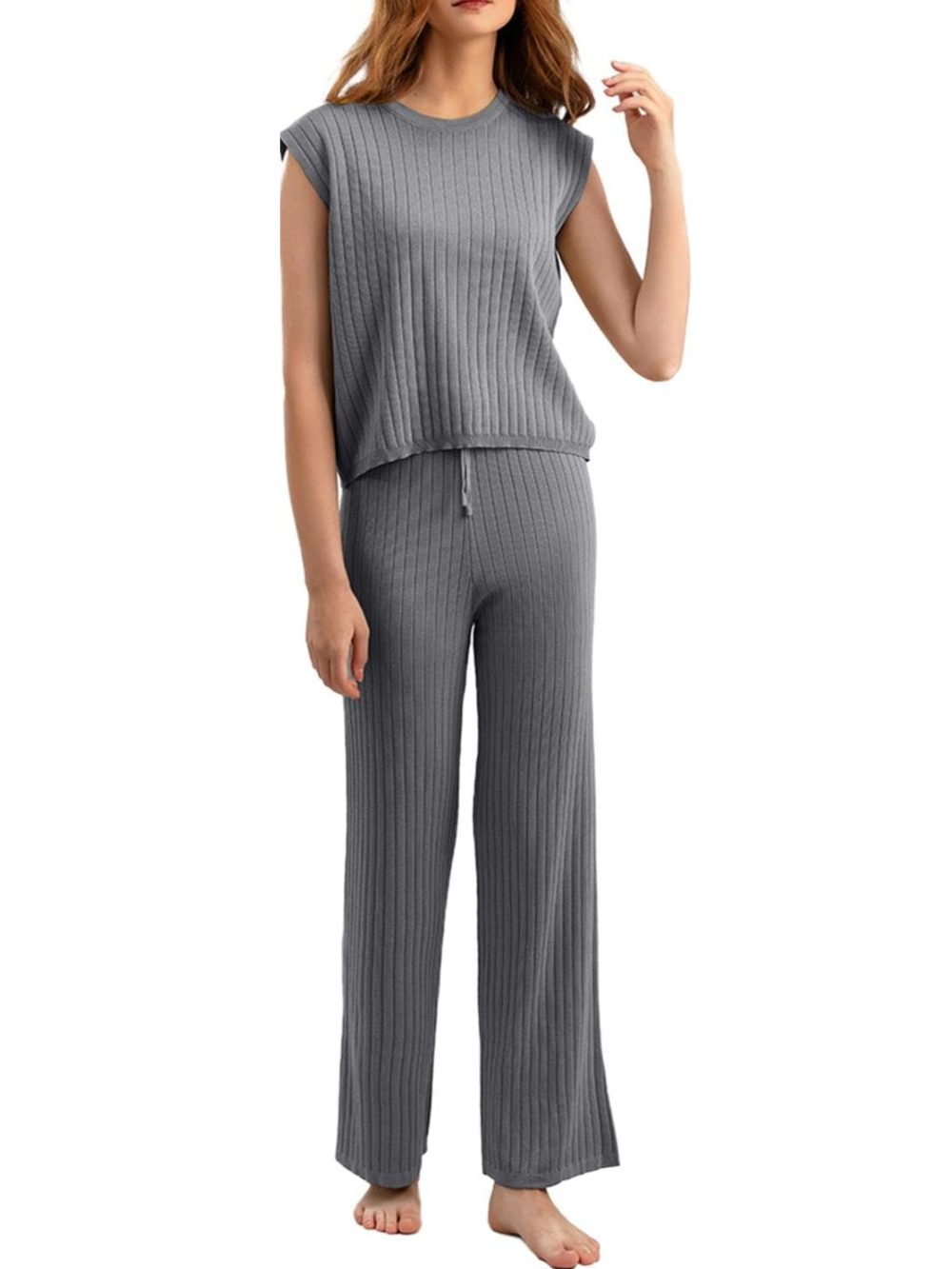 Conjunto de camiseta sin mangas y pantalón de punto