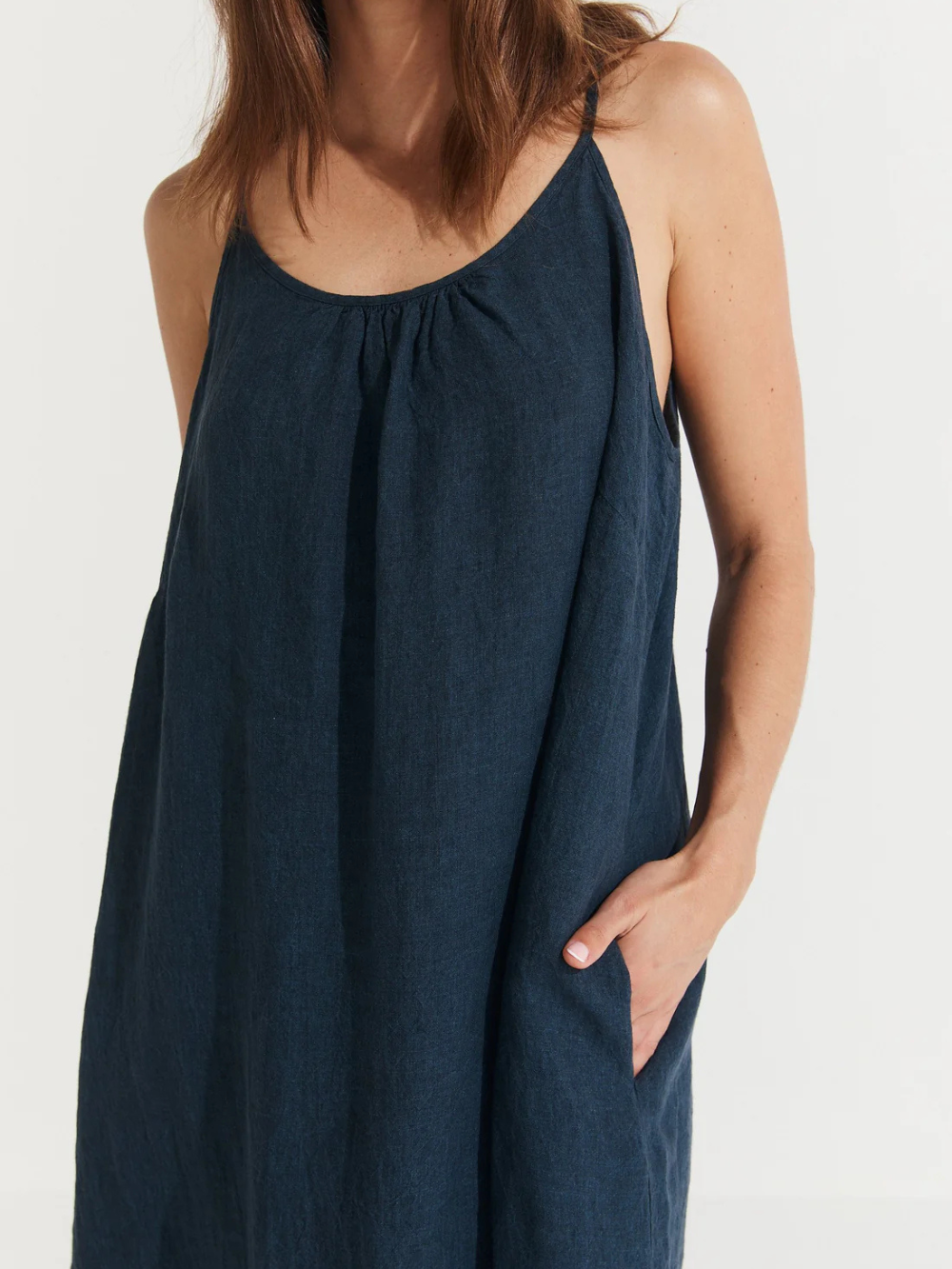 Vestido largo de lino Virginie con aberturas laterales