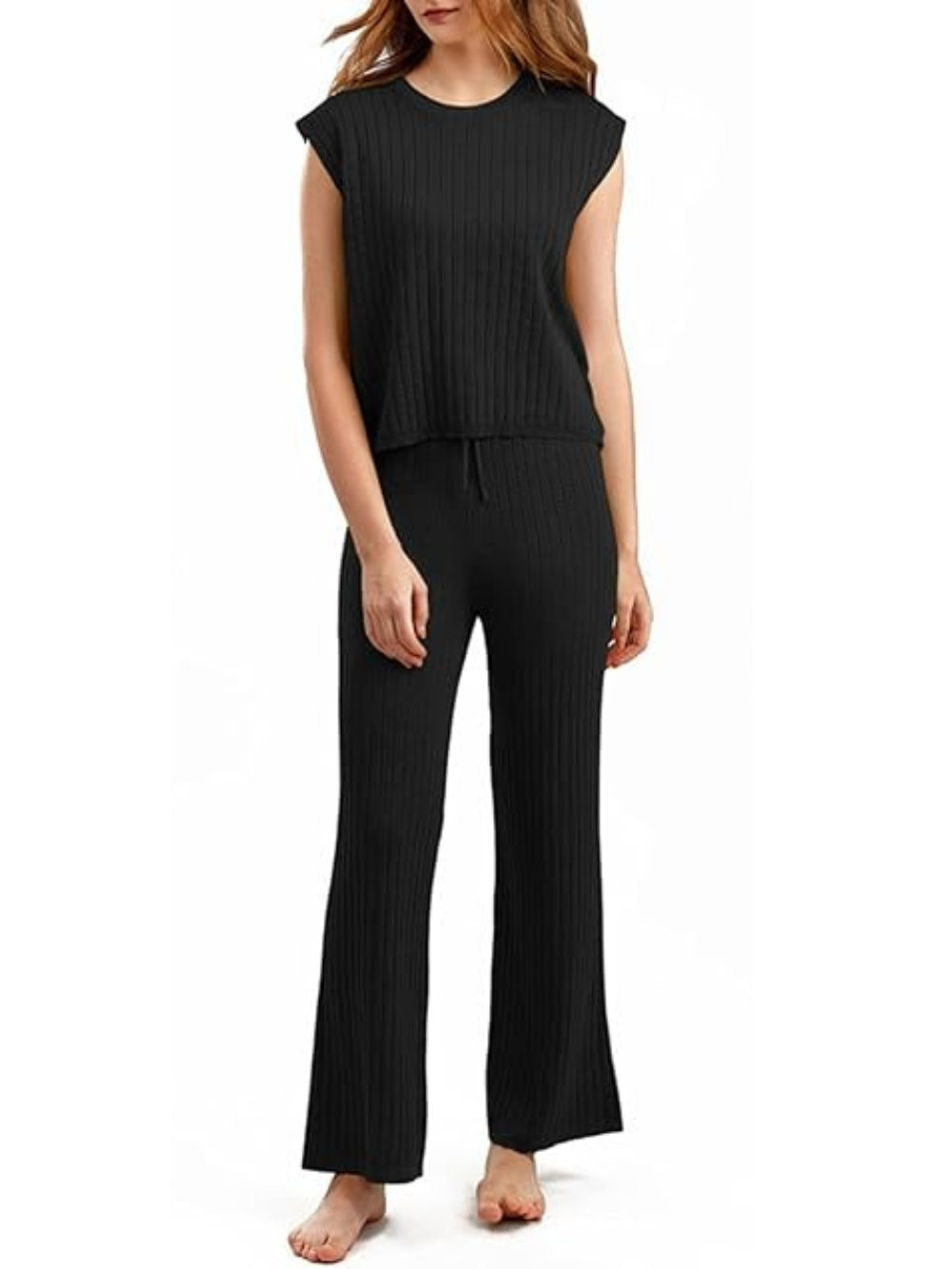 Conjunto de camiseta sin mangas y pantalón de punto