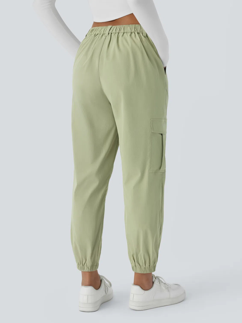 Joggers cargo múltiple bolsillo tiro medio botón cremallera