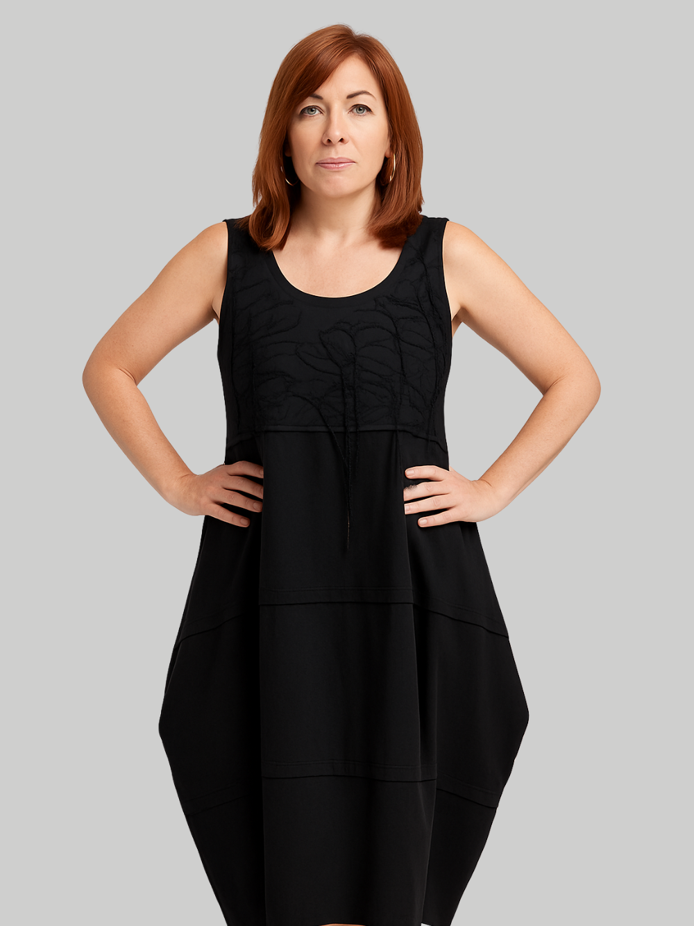 Vestido Midi Sin Mangas con Detalle Bordado