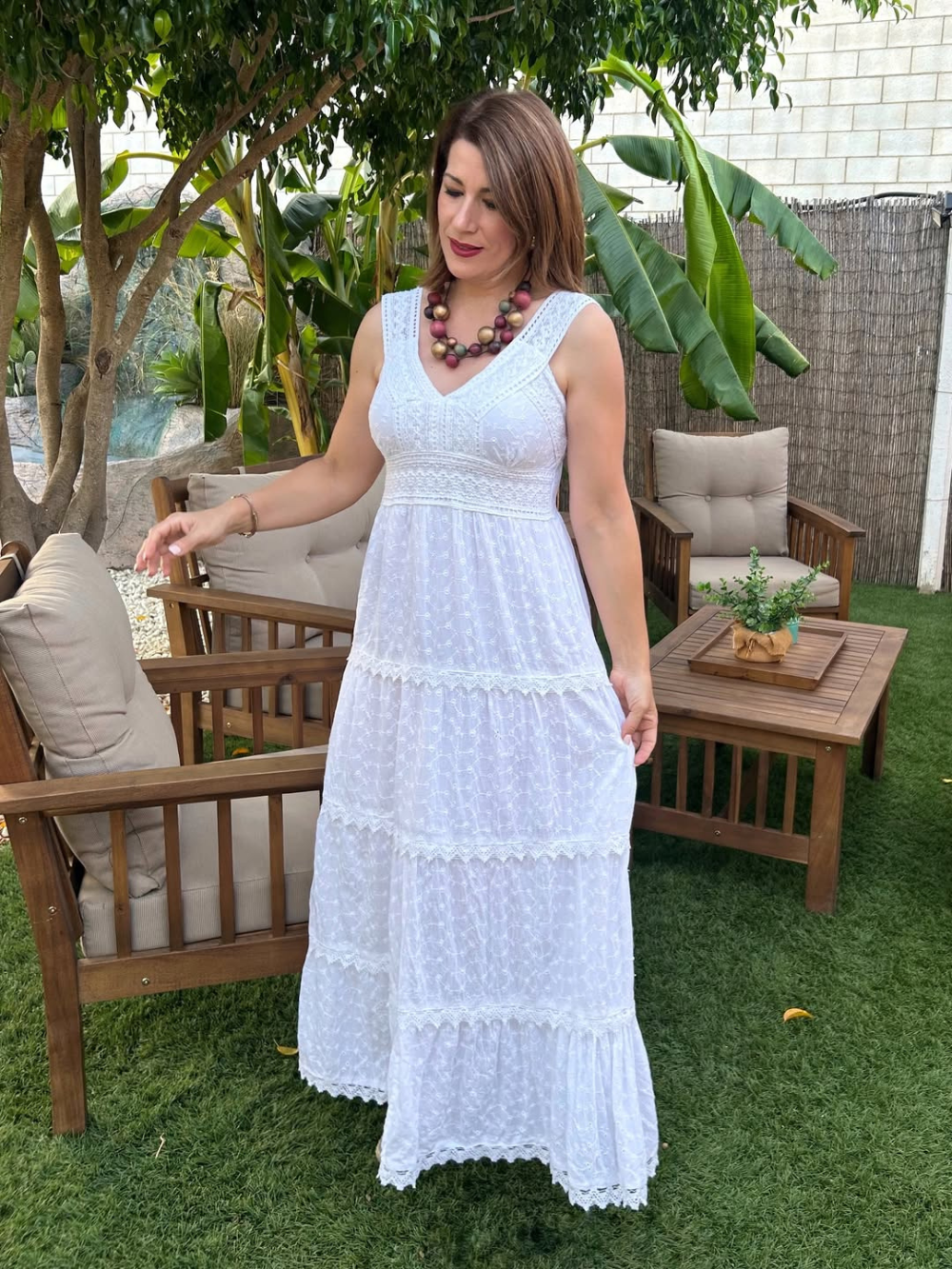 Vestido Largo Boho Chic con Encaje y Bordado
