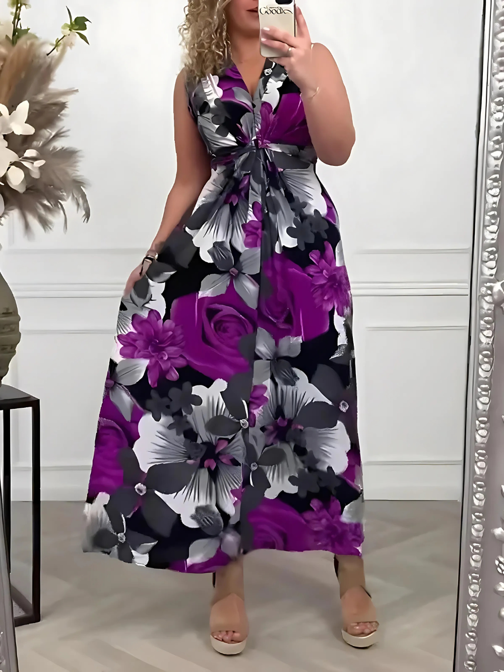 Vestido Largo Floral sin Mangas (Oferta 2X1)