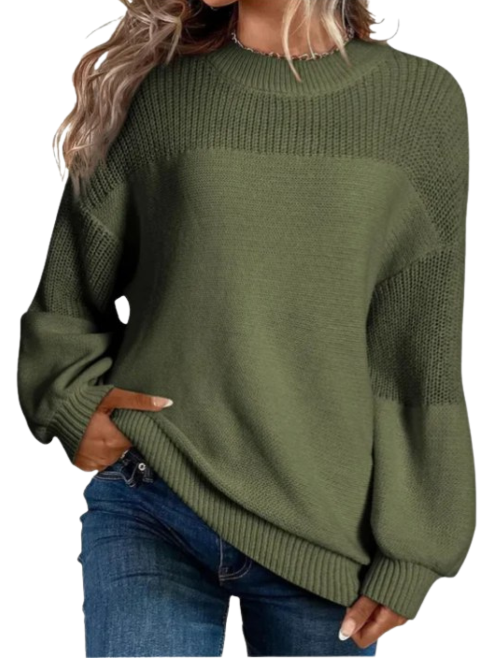 Jersey de punto cuello redondo y mangas largas holgadas
