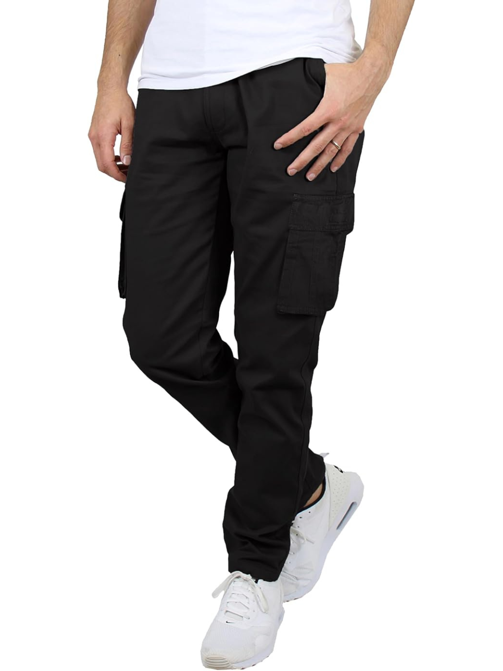 Pantalón cargo elástico de hombre con bolsillos laterales