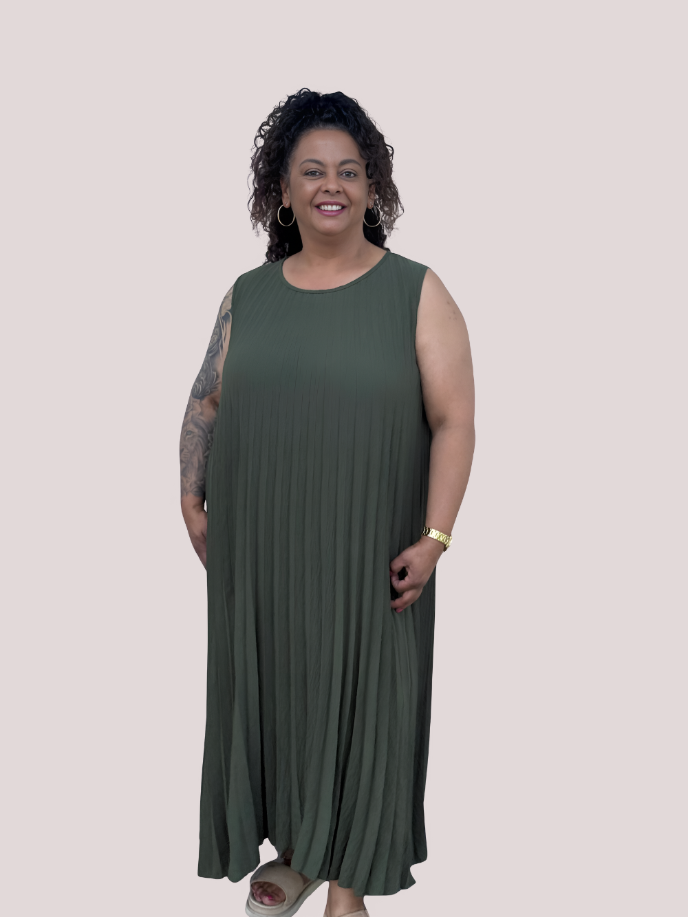 Vestido largo plisado Sharina